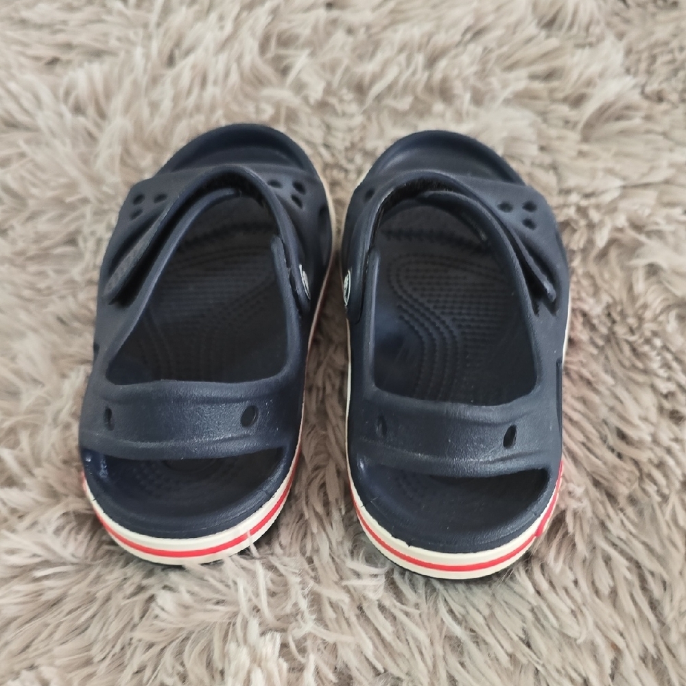 CROCS Kids Sandals in Navy with Red and White Accents - Picture 7 of 9